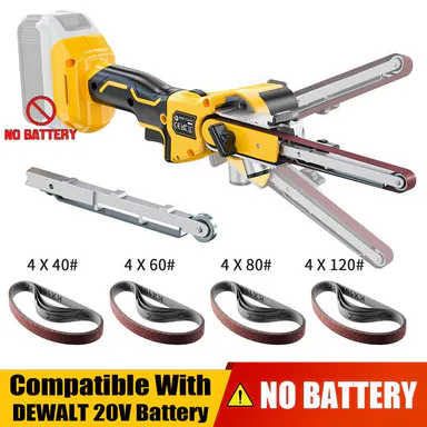 Ecarke Cordless Belt Sander Compatible with Dewalt Battery 【Battery NOT Included】120° adjustable 16 PCS Belts 40-120 Grit 1/2\"×18\" 2100 FPM Brushless Detail Belt Sander for Metal Working, Wood, Plastic