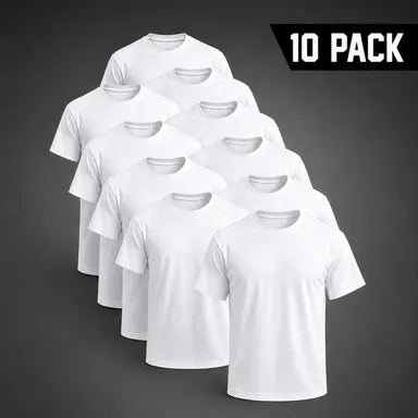 Men's 3/6/10-Pack 100% Cotton Crew Neck Short Sleeve Tshirts - Unisex Pure White Blank Top, Personalized Custom Printing Garment, Comfortable Apparel for Daily Wear & Gym,back to school,back to school shopping Menswear Streetwear