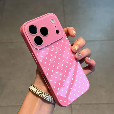 Cute Summer Polka Dot Phone Case for iPhone 17Pro Max Air 16Plus 15 14 13  cases, Soft Touch Glossy Crystal Phone Case, Slim Cute Cover with Removable Camera Lens Film, Lightweight Everyday Protection, Designed for Women.JL108