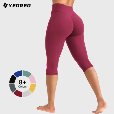 YEOREO Women's 17\" High Waisted Workout Capri Leggings - No Front Seam, Hidden Scrunch, Everyday Active for Gym Yoga - Summer Finds, Soho Chic
