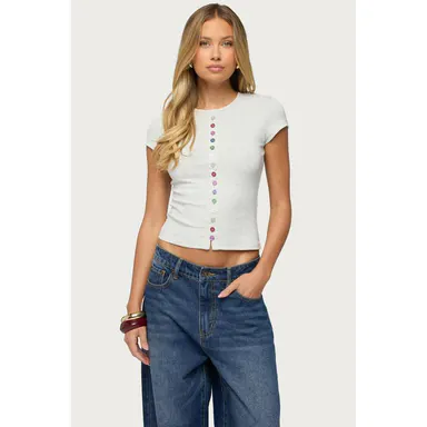 Cary Mixed Button Up T Shirt