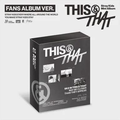 Stray Kids THIS & THAT FANS ALBUM Ver QR Smart Album Photocard Lenticular Toploader Sticker Set