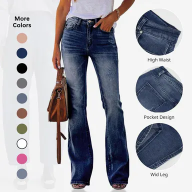 Flowyair Women's High-Waisted Stretch Jeans - Flare, Boyfriend, Bootcut Styles - Casual Denim Pants for Women, Jeans For Women,summerwins,summeroutfits,vacationoutfits,beachoutfits,clothes for back to school,first day of school outfits