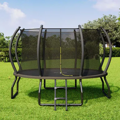 ALBOTT 8FT 10FT 12FT 14FT 16FT Outdoor Trampoline with Enclosure Net and Ladder, Recreational Trampolines for Kids and Adults, Quick Connect Frame, ASTM Approval[tiktokshopbacktoschool][SohoChic]