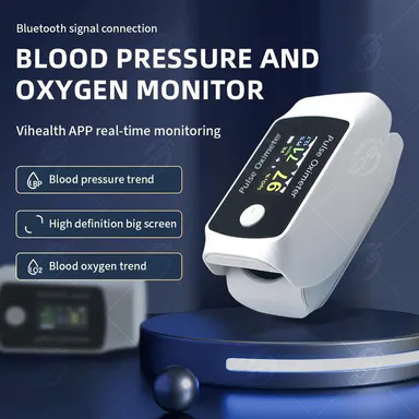 Bluetooth Smart Pulse Oximeter - Rechargeable Finger Monitor, Real-Time HR/SpO2 Tracker with App Connectivity for Home Use & Fitness, Medical Health Monitor Accessory
