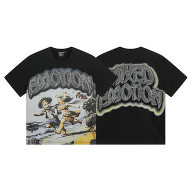 MIXED EMOTION Diamond Angel Graphic Tee, Vintage Cotton T-Shirt for Streetwear, Oversized T-Shirts Tee Y2K Hip Hop Summer Short Sleeve Top