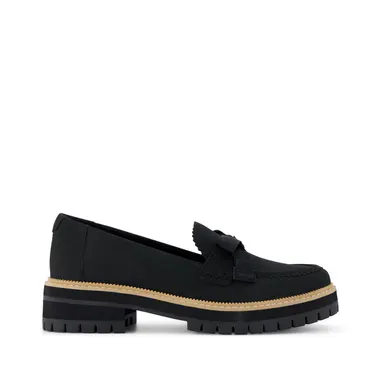 Womens Cara Bow Loafer Black Leather