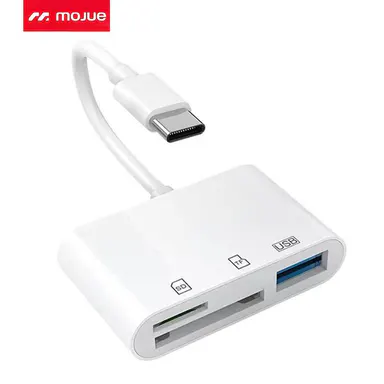 MOJUE 3 in 1 USB-C SD Card Reader – Adapter for SD/MicroSD Cards, Compatible with iPhone 15/16/17 Series, iPad Pro/Air/Mini, MacBook Pro/Air, iMac, Mac, Galaxy & Type-C Phones/Tablets/Laptops