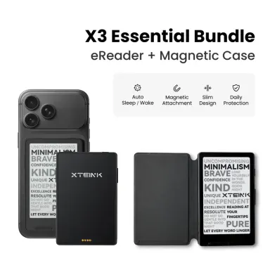 Xteink X3 Essential E-Reader Bundle - Bluetooth, Eye Care, Wireless Cells E-Reader with Space Black Case