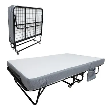 Space-Saving Folding Bed for Adults - 10cm Memory Foam Mattress - Sturdy Metal Frame - Portable Rollaway Guest Bed with Locking Wheels, Ideal for Home, Office, Apartment,dorm essentials,home decor