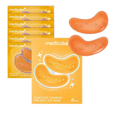 [NEW] [medicube] Kojic Acid Turmeric Vita Jelly Eye Mask | Hydrogel Eye Patches with Kojic Acid, Turmeric, Vitamin C | Refreshing for Puffy, Tired Eyes | Soothing & Calming & Tone Renewal & Radiance Care | Troubled Skin & After Spot Care | Korean Skincare