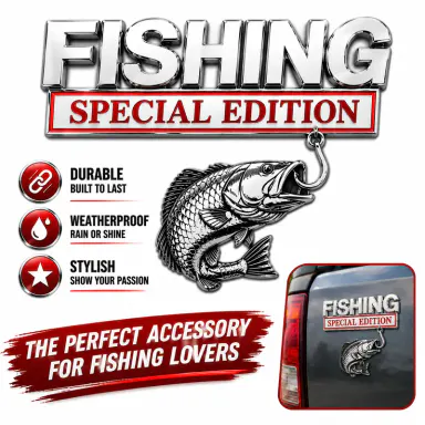 3D Design Self-Adhesive Alloy Fishing Car Sticker, Personalized Metal Fish Body Sticker for Cars  #GLOBAL PICKS