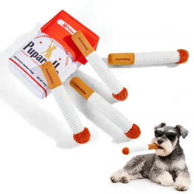 Potaroma 4 Pack Funny Squeaky Plush Dog Puff Sticks with Treat Hiding Fabric Box, Viral Cute Interactive Indoor Dog Toys, Novelty Pet Birthday Holiday Gift for Gentle Small Medium Dogs