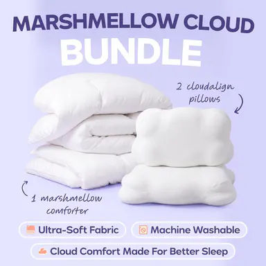 Mellow Sleep | MarshMellow Comforter + 2x CloudAlign Pillows - Our Bestselling Pillow and Comforter Now Available As An Exclusive Bundle!