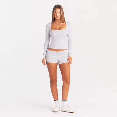 SKIMS COTTON JERSEY SCOOP NECK LONG SLEEVE TOP