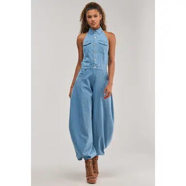 JETSETTER JUMPSUIT IN LIGHT BLUE DENIM
