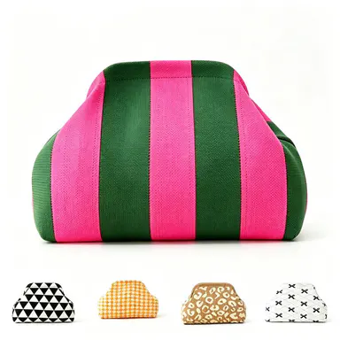 Women's Color-Block Handheld Bag, Vintage Stripe/Houndstooth/Wavy/Triangle Pattern Underarm Purse, Portable Everyday Storage Handbag, Casual Chic Accessory for Daily Dates and Stylish Outfits