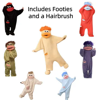 Funny Monster Onesie Pajamas - Coral Fleece Cartoon Character Loungewear with Slippers & Hairbrush, Cozy Family Sleepwear,clothes for back to school,first day of school outfits