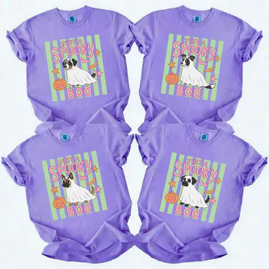 Women's Custom Comfort Colors Halloween Shortleeve T-Shirt - 50+ Cute Witch, Puppy, Pumpkin Graphics, Spooky Fall Animal Lover Gift, Women's Tops, Basic tshirts Alternative, Shortsleeve, Casual, Cotton, Breathable, Fabric, Everyday, Fit