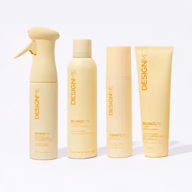 DesignME BOUNCE.ME Complete Curly Hair Routine Kit | Curl Balm, Mousse, Spray Gel & Curl Enhancer Mist | Define Curls, Control Frizz & Add Bounce