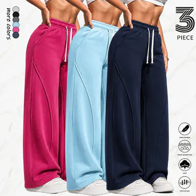 Women's 3PCS Lightweight Breathable Casual Comfortable Athletic Sweatpants, Womenswear Bottoms for Running, Fitness, Travel. Summervibes