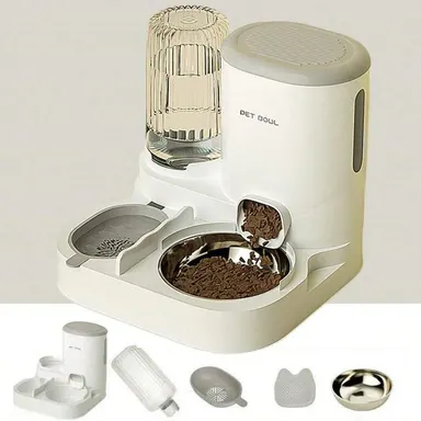 Gift For Pets, Pet Food Dispenser & Water Dispenser, 2 in 1 Pets Automatic Feeder, Large Capacity Pet Feeding Dispensers for Dog & Cat, Christmas Gift