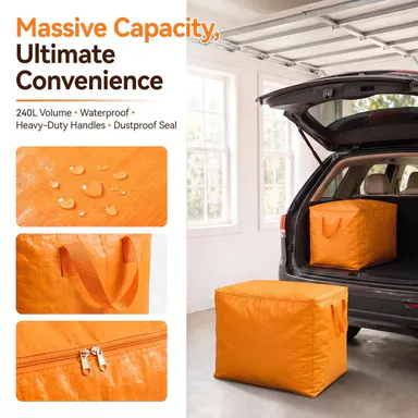 [SummerWins] 240L Large Capacity Moving Storage Bag, Heavy Duty Woven Fabric Organizer Bag with Handles & Zipper, Portable Quilt Clothes Storage Sack,dorm room inspo,college dorm essentials,dorm haul