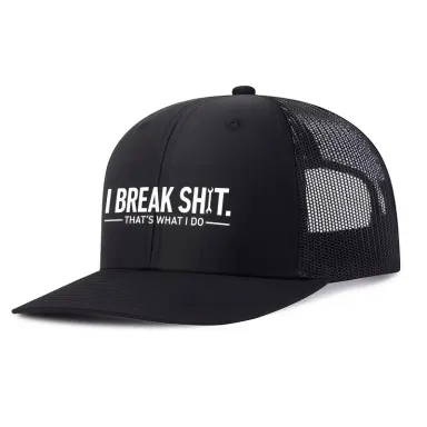 Baseball Hat with \"I Break Shit\", All-Season Unisex Wear for Outdoor Sports, Funny Novelty Cap for Men & Women