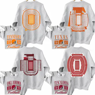 Vintage College Football 2 Sided Ash Grey Sweatshirt, Retro College Teams Stadium Football Shirt, Gift Fan Sport Menswear Classic Cotton