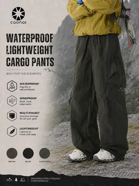 【CREATOR’S PICK】CAONAT Unisex Baggy Cargo Pants - Lightweight Water-Resistant Stretch Utility Pants, Relaxed Fit with Pockets, Comfortable Outdoor Pants for Hiking, Camping, Travel & Everyday Wear