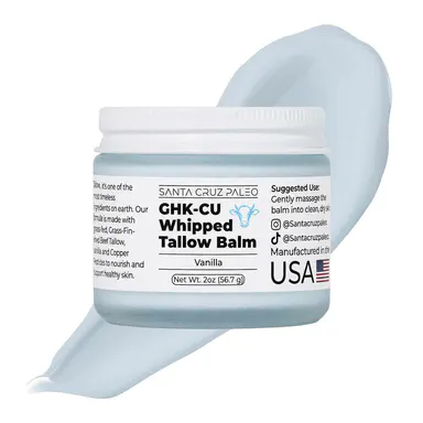 Santa Cruz Paleo GHK-Cu Whipped Tallow Balm + Copper Peptide, Vanilla, 2 Oz