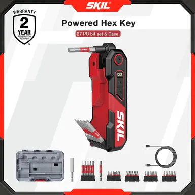 SKIL New Arrival PWRCORE GO Cordless Powered Hex Key with 27 PC bit set & Case