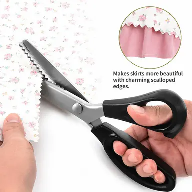 Stainless Steel Zig Zag Scissors with Serrated Teeth - Perfect for DIY Crafts, Sewing Accessories and Supplies, Lace, Dressmaking, Sewing & Tailoring - Durable & Sharp, Crafting Sewing Tools, S Sewing Tools