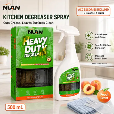NUAN Heavy Duty All Purpose Cleaning Spray - 500ml (17.6 fl oz) Single Bottle Household Grease Dirt Remover, Multi-Use Indoor Degreaser for Grills, Stovetops, Range Hoods