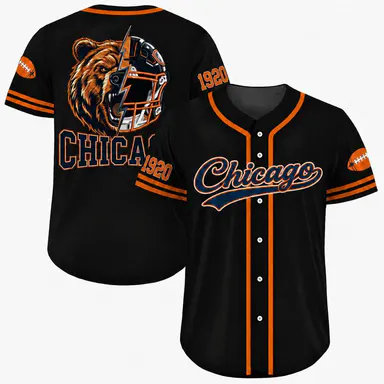 Unisex Regular Fit Button Front Football Team Baseball Jersey, Short Sleeve Game Wear Game Day Top for Football Lovers, Black/Orange/Navy Sport Casual Everyday Outfit - Multiple Colors Available