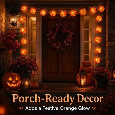 3M Day of the Dead Marigold String Lights, 20 LED Cempasuchil Flower Garland, Battery-Powered Orange Flashing Fairy Lights for Ofrenda Altar, Halloween, Fall Party & Home Decor