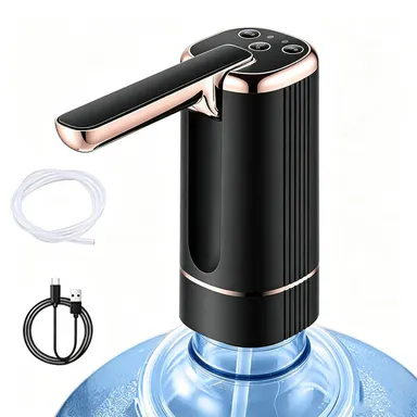 Foldable Water Dispenser with 1200Mah Lithium Battery for 5 Gallon Bottle, Automatic Stable Water Pump, Portable Drinking Water Jug Pump for Kitchen, Home, Office, Camping, Living Room, Beach (Black)