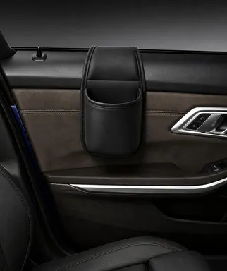 Leather car door storage pocket - double-layer compartments, scratch-proof flannel lining, residue-free adhesive, organizes keys & phones, keeps car interiors tidy, fits most sedans, SUVs and trucks for daily driving