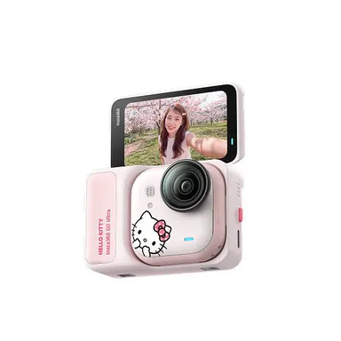 Insta360 GO Ultra Hello Kitty Limited Edition 4K Vlogging Cam - Small, Hands-Free POV Camera, 1/1.28" Sensor, 53g Lightweight, 156° FOV, 200 Min Battery Life, Magnetic Wearable Action Camera for Cycling
