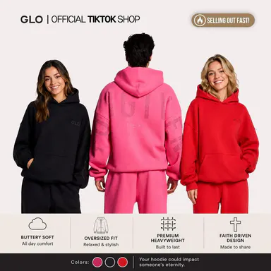 GLO Kingdom Essential Rhinestone Hoodie Womenswear Sweatshirts Kangaroo Pocket
