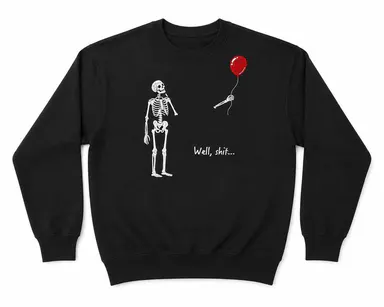 Well Shit Skeleton Balloon Embroidered Sweatshirt