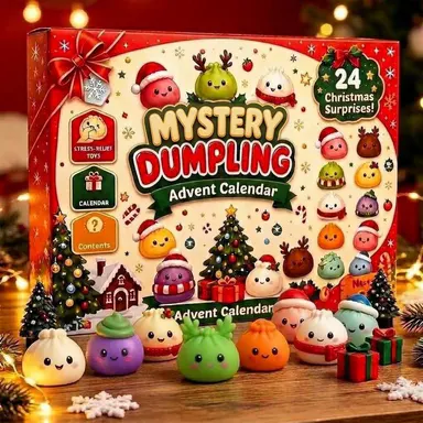 2026 Christmas Squishies Advent Calendar - 24-Day Classic Countdown Toy, Mini Dumpling Squishy Box Set, Fidget Squishy Squeeze Toys for Stocking Stuffers, Party Favors (Festive Dumpling Collection), Sohochic