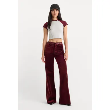 VELVET GOOD WAIST PALAZZO PANT | BERRY NOIR