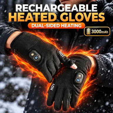 TYglobal Rechargeable Electric Heated Gloves for Men & Women, 3000mAh Battery, 3 Heat Levels Up to 131°F, Back of Hand & Finger Heating, Touchscreen Gloves for Cycling & Cold Weather Outdoor Activities