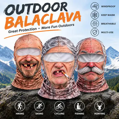 Old Man Ski Winter Face Mask 3D Funny Realistic Face Balaclava Party Gear