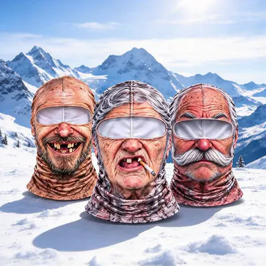 Old Man Ski Winter Face Mask 3D Funny Realistic Face Balaclava Party Gear